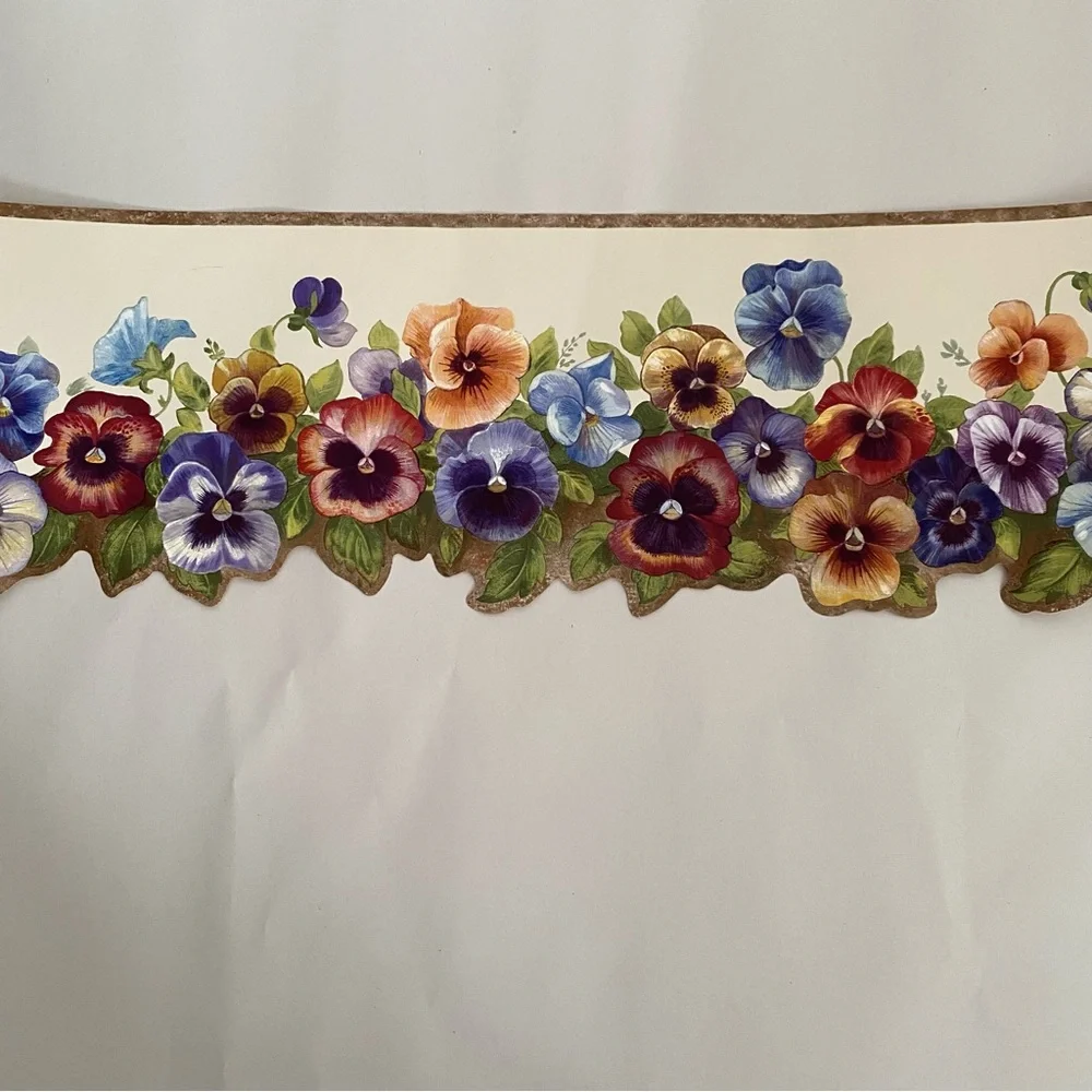 Pansy Garden Wallpaper Border by Brewster Home Fashions 15 feet x 6.25”